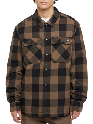 Dickies Sacramento Ανδρικό Πουκάμισο Βαμβακερό Καρό Μακρυμάνικο Κανονική Γραμμή Overshirt Καφέ DK0A4XGR-MR1