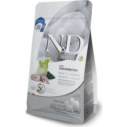 Farmina N&D White Grain Free Fish Monoprotein Soft & Shiny White Coat Max & Medium Adult with Sea Bass, Spirulina & Fennel 7kg