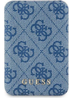 Guess Leather Metal Logo Power Bank 5000mAh 15W με Θύρα USB-A & Θύρα USB-C Blue