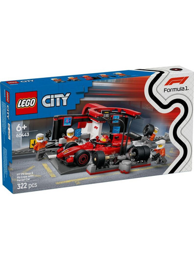 Lego City F1 Pit Stop & Pit Crew with Ferrari Car για 6+ Ετών 60443