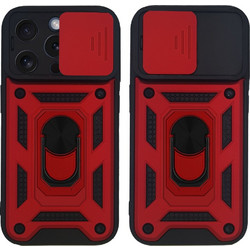 Sonique Ring Armor CamPro Back Cover Black/Red (iPhone 15 Pro Max)