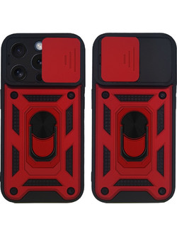 Sonique Ring Armor CamPro Back Cover Black/Red (iPhone 15 Pro Max)