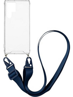 Sonique Strap Armor Back Cover Clear/Dark Blue (Samsung Galaxy S22 Ultra)