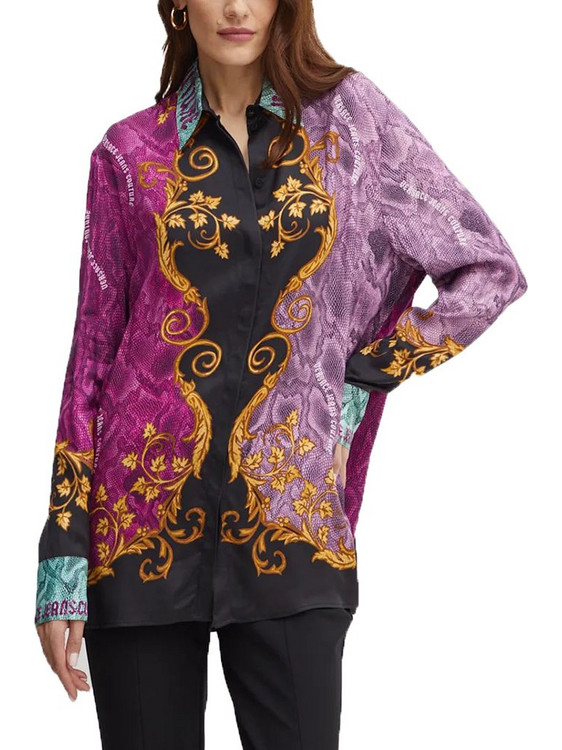 Versace Μακρυμάνικο Γυναικείο Πουκάμισο Μεταξωτό Πολύχρωμο 77HAL2P2NS543