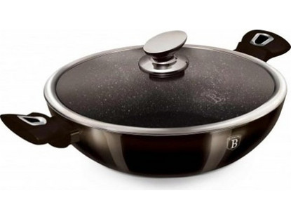 Berlinger Haus Metallic Line Shiny Black Τηγάνι Αλουμινίου Αντικολλητικό με Καπάκι 30cm BH-7115