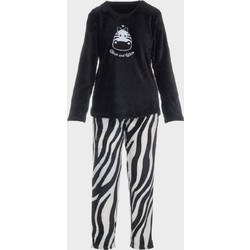 Gsecret Σετ Γυναικείες Πιτζάμες Χειμωνιάτικες Fleece Μαύρες Λευκές 303059-30931