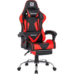 Defender Pilot Καρέκλα Gaming Δερματίνης με Υποπόδιο Μαύρη Κόκκινη 64354