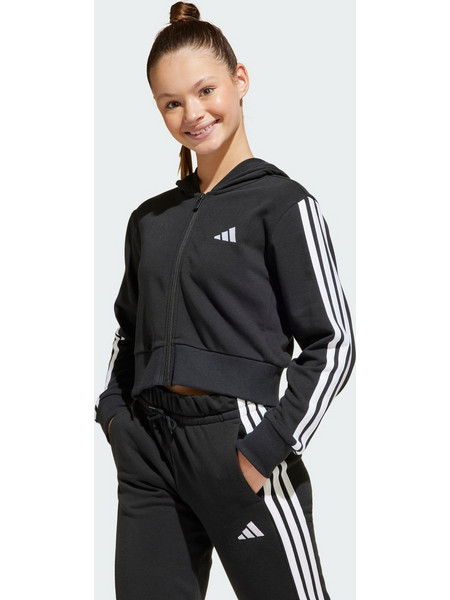 Adidas Παιδική Ζακέτα Φούτερ με Κουκούλα και Φερμουάρ Μαύρη JJ0956