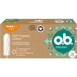 O.B. Organic Super Ταμπόν για Αυξημένη Ροή 4 Σταγόνες από 100% Οργανικό Βαμβάκι 16τμχ