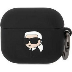 Karl Lagerfeld Karl's Head 3D Θήκη Σιλικόνης με Γάντζο για Apple AirPods 3 Μαύρη