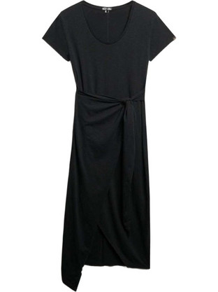 Superdry Midi Καλοκαιρινό Καθημερινό Φόρεμα Ντραπέ Μαύρο W8011944A