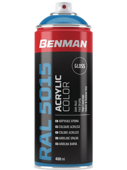 Benman Ακρυλικό Σπρέι Βαφής Μπλε Ουρανού Gloss 400ml RAL 5015