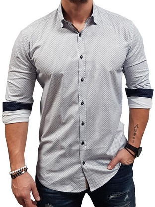 Senior Ανδρικό Πουκάμισο Βαμβακερό Μακρυμάνικο Slim Fit Γαλάζιο 1978