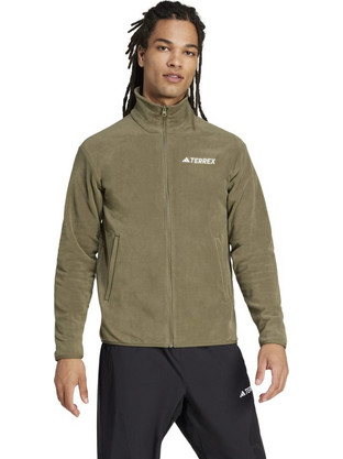 Adidas Ανδρική Ζακέτα Fleece με Κουκούλα και Φερμουάρ Χακί JP0796