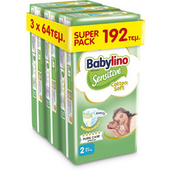 Babylino Sensitive Cotton Soft Πάνες No2 3-6kg 192τμχ