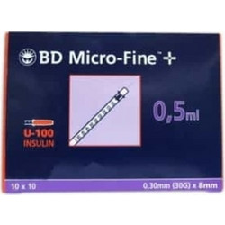 BD Micro-Fine Σύριγγες 0.5ml με Βελόνα Ινσουλίνης 30G 8mm 10τμχ