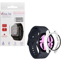 Volte-Tel Πλαστική Θήκη Tempered Glass για Samsung Galaxy Watch 6 40mm Λευκή