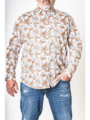 Jack & Jones Ανδρικό Πουκάμισο Βαμβακερό Φλοράλ Μακρυμάνικο Κανονική Γραμμή Πορτοκαλί Πολύχρωμο 12190522