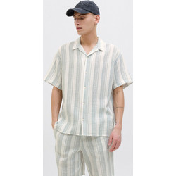 Jack & Jones Ανδρικό Πουκάμισο Βαμβακερό Ριγέ Κοντομάνικο Overshirt Λευκό 12274798