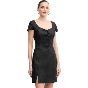 Guess Isabeau Mini Βραδινό Φόρεμα Λινό Μαύρο W5GK41WH5L2-JBLK
