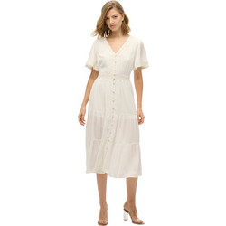 Superdry Midi Καλοκαιρινό Καθημερινό Φόρεμα Μεταξωτό Εκρού W8011891A-71D