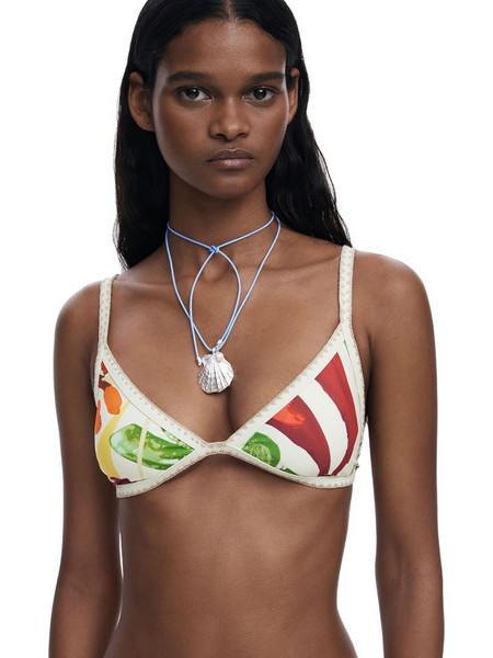 Desigual Bikini Top Τριγωνάκι Λευκό Κόκκινο Πράσινο 25SWMK05-1001
