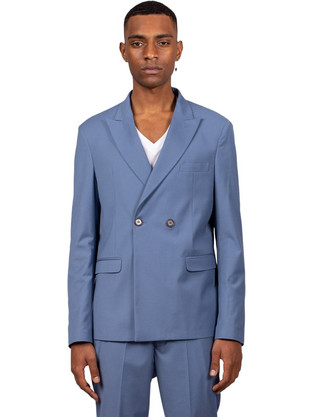 I'M BRIAN Καλοκαιρινό Ανδρικό Blazer Υφασμάτινο με Κανονική Εφαρμογή Μπλε GIA2041
