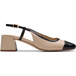 Clarks Ανατομικές Γόβες Slingback Δερμάτινες με Χοντρό Χαμηλό Τακούνι Μπεζ 26181321