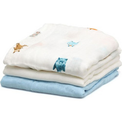 Kiokids Woodland Πάνες Αγκαλιάς από Μουσελίνα Λευκές Γαλάζιες 70x70cm 3τμχ