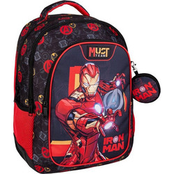 Must Avengers Iron Man Σχολική Τσάντα Πλάτης Δημοτικού Μαύρη Κόκκινη 506280