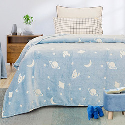 Sunshine Home Παιδική Κουβέρτα Fleece Διάστημα Φωσφοριζέ 160x220 Γαλάζια