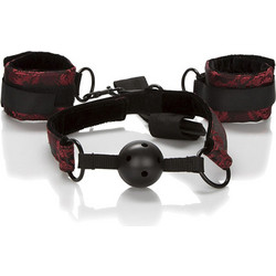 CalExotics Scandal Breathable Ball Gag with Handcuffs Red Black D-243636