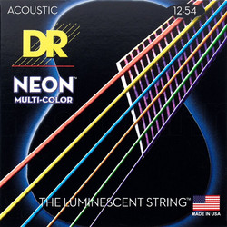 DR Strings Neon Multicolor Σετ 6 Χορδές Ακουστικής Κιθάρας Phosphor Bronze 12-54" Light Tension
