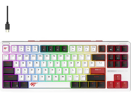 Havit KB902L Μηχανικό Gaming Πληκτρολόγιο TenKeyLess RGB White