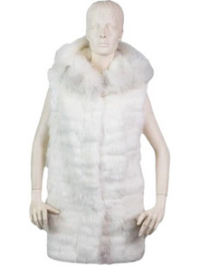 Leather Brands Αμάνικη Γυναικεία Γούνα με Κουκούλα Λευκή FUR-VB-2