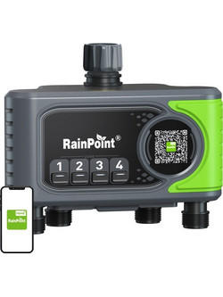 RainPoint HTV405FRF Προγραμματιστής Ποτίσματος Μπαταρίας 4 Εξόδων