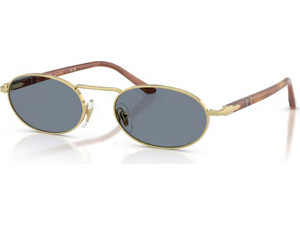 Persol PO1023S 113256 Ανδρικά Γυαλιά Ηλίου Στρογγυλά Μεταλλικά Καφέ Χρυσό με Μπλε Φακό