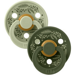 BIBS Colour Πιπίλες Καουτσούκ 0m+ Leaf Sage Hunter Green 2τμχ
