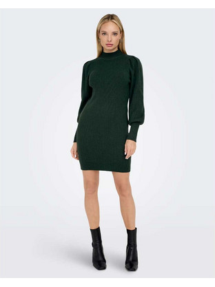 Only Katia Mini Καθημερινό Φόρεμα Πλεκτό Κυπαρισσί 15232502