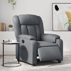 vidaXL Πολυθρόνα Relax με Υποπόδιο Ανακλινόμενη Δερματίνη Γκρι 3205253