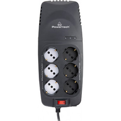 Powertech PT-1496 Σταθεροποιητής Τάσης 2000VA με 6 Πρίζες Schuko