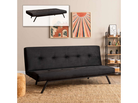 Megapap Zola Τριθέσιος Καναπές Κρεβάτι Μαύρος 180x64x78cm GP052-0233,1