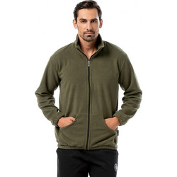 Bodymove Ανδρική Ζακέτα Fleece με Φερμουάρ Χακί 575-3