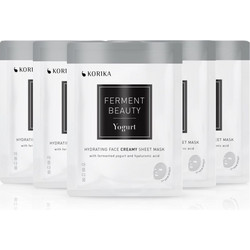 Korika Ferment Beauty Hydrating Fermented Yogurt & Hyaluronic Acid Sheet Μάσκα Προσώπου για Ενυδάτωση με Υαλουρονικό 5τμχ