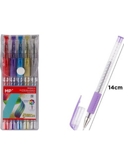 MP Σετ Στυλό Gel Πολύχρωμο με Glitter 5τμχ PE1050-5