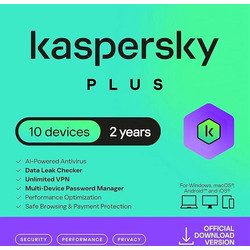 Kaspersky Plus για 10 Συσκευές και 2 Έτη Χρήσης (Ηλεκτρονική Άδεια)