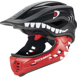 Rockbros TT-32005 Shark Παιδικό Κράνος Ποδηλάτου Βουνού / Downhill / BMX / Dirt Full Face Μαύρο Κόκκινο