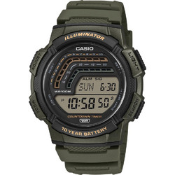 Casio Ψηφιακό Ανδρικό Ρολόι Χρονογράφος με Χακί Καουτσούκ Λουράκι WS-1800-3AVEF