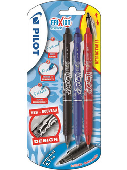Pilot FriXion Clicker Σετ Στυλό Gel που Σβήνει 0.7mm Πολύχρωμο 3τμχ