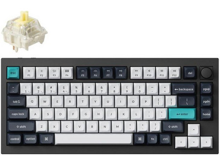 Keychron Q1 Max QMK/VIA Ασύρματο Μηχανικό Gaming Πληκτρολόγιο TenKeyLess με Gateron Jupiter Banana Διακόπτες RGB Black